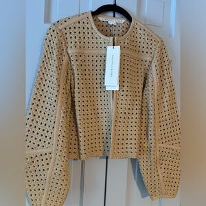 NWT Veronica Beard Fio cropped leather jacket, size xs.